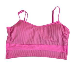Salt & Cove Pink Ribbed Sports Bra Swimsuit Top Womens Size L NEW